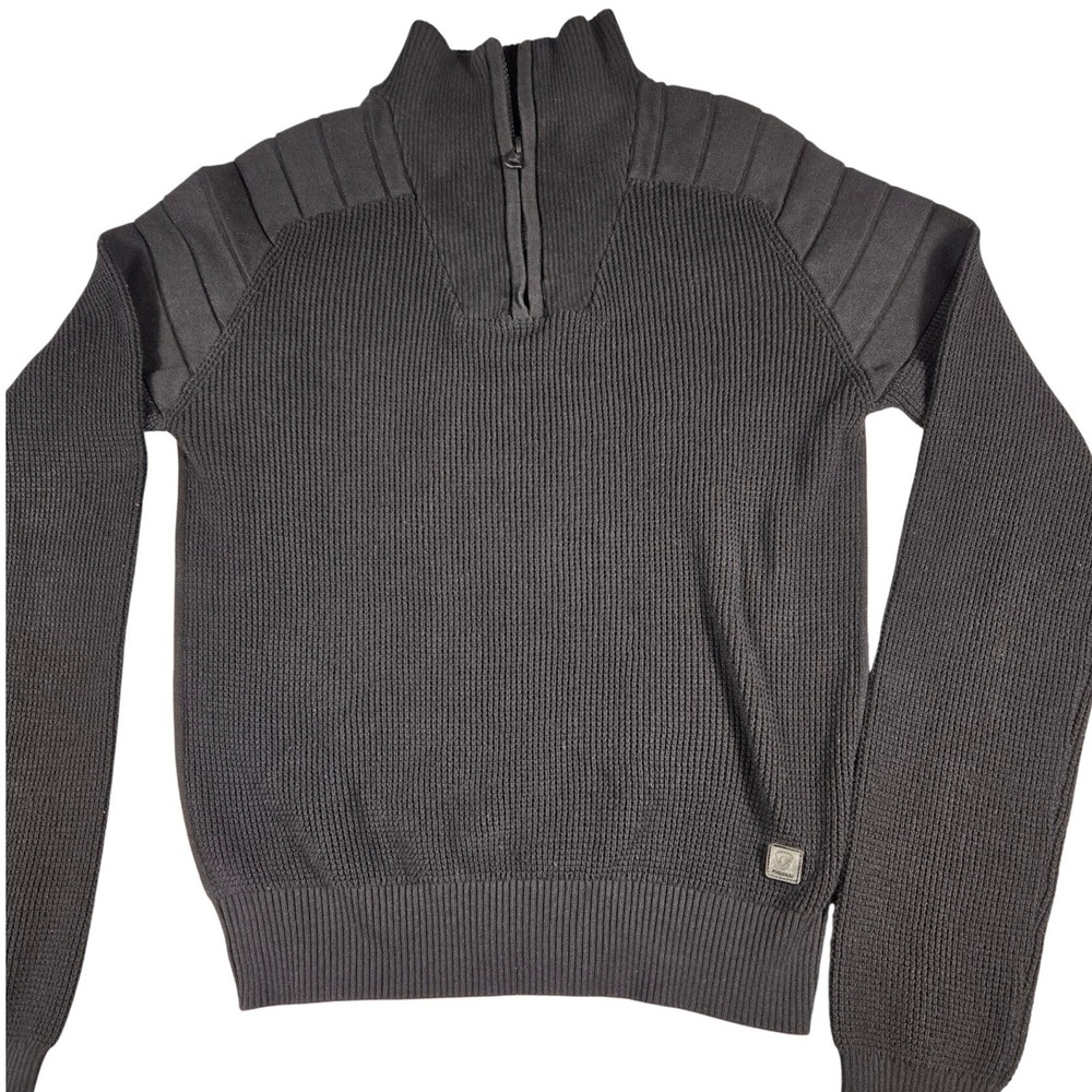 Fried Denim NYC Mens Black Mock Neck Ribbed Knit Sweater Size Medium TD1009